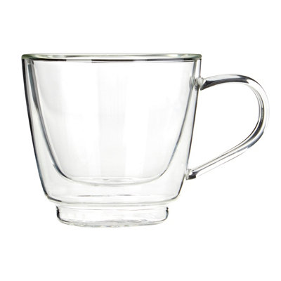 B&Q -  Insulated Double Wall Glass Mug 190MlPremium Glass Coffee MugNon Slip Silicone Base Double Walled Mug