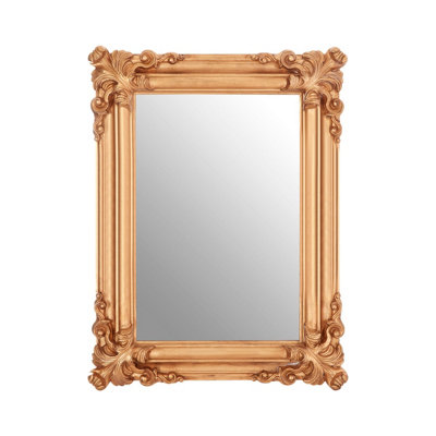 Orsina Luxe Gold Wall Mirror With Floral Corners & Ridged FrameDecorative Square MirrorStatement Wall Mirror from B&Q