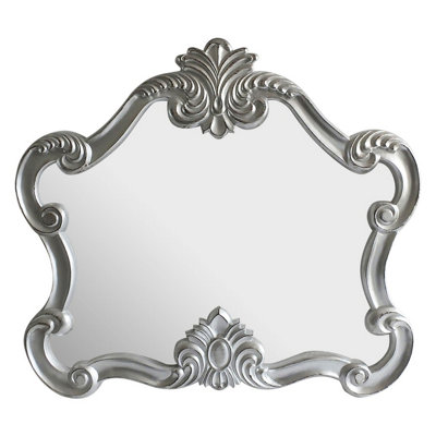 Orsina Antique Silver Wall Mirror,hallway Mirror,decorative Mirror With Symmetrical Floral Relief,distressed Mirror from B&Q