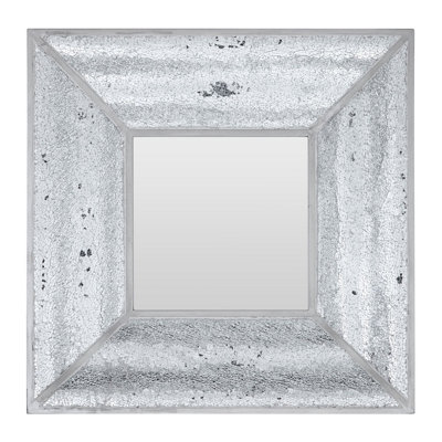 Orsina Silver Mosaic Wall Mirror With Bevelled Glass FrameSquare Decorative Mirror With Light Grey TrimMirror from B&Q