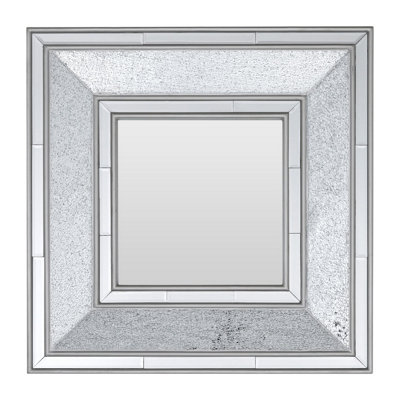 Orsina Silver Wall MirrorReflective Glass Border Mirror For Living Room Or HallwayBoutique Square Wall Mirror from B&Q