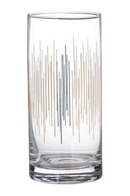 Orsina Art Deco Set Of 4 Highball GlassesHand Blown Highball Tumbler Glasses With Gold LinesCrystal Glassware from B&Q