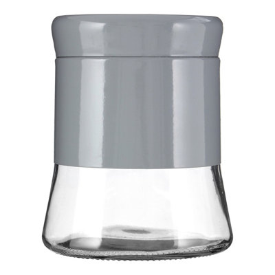 Orsina Grey Steel Wrap Glass Storage Jar800Ml CapacityModern Design With Grey Steel LidKitchen Storage from B&Q
