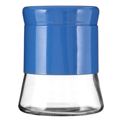 Orsina Blue Steel Wrap Glass Storage Jar800Ml CapacityModern Design With Grey Steel LidKitchen Storage from B&Q