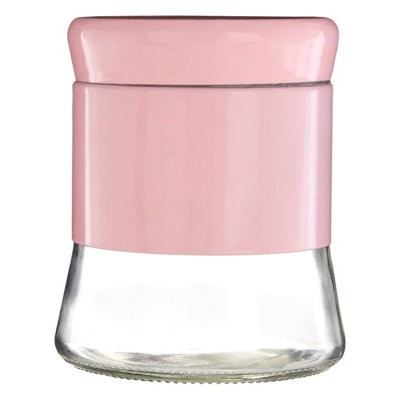 Orsina Pink Steel Wrap Glass Storage Jar800Ml CapacityModern Design With Grey Steel LidKitchen Storage from B&Q