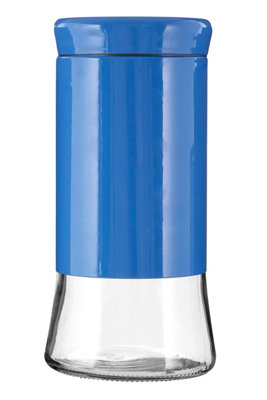 Orsina Blue Steel Wrap Glass Storage Jar1500Ml CapacityModern Design With Grey Steel LidKitchen Storage from B&Q