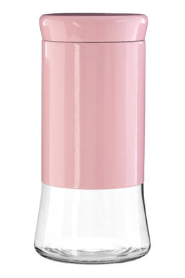 Orsina Pink Steel Wrap Glass Storage Jar1500Ml CapacityModern Design With Grey Steel LidKitchen Storage from B&Q