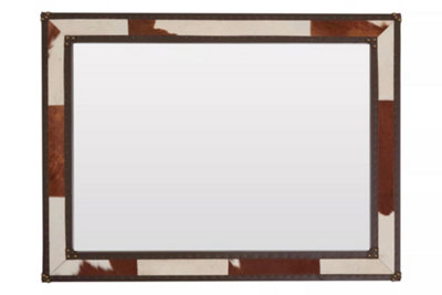 Orsina Elegant Design Brown And White Genuine Leather Wall Mirror from B&Q