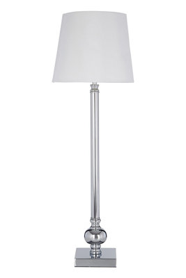 Orsina Table Lamp With Off White Silk ShadeMinimalist Iron Rod LampDurable Bedside Light For Living Room from B&Q