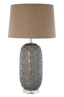 Orsina Udele Table Lamp With Brown Linen Shade from B&Q