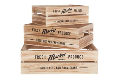 Orsina Set Of 3 Rustic Provisions Natural Crates from B&Q