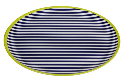 Orsina Floral Design Stripe Dinner PlateCurved Contemporary Breakfast PlateFunctional Breakfast Dinner Plate from B&Q