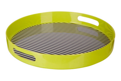 Orsina Floral Design Stripe Tray With HandlesCurved Contemporary Breakfast TrayFunctional Breakfast Tray from B&Q