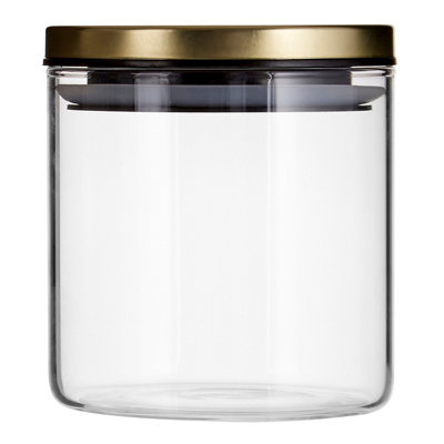 Orsina 550Ml Gold Lid Storage JarClear Glass With Airtight Silicone Seal And Gold-Coloured Metal Lid from B&Q