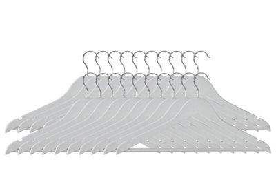 Orsina Set Of 20 Matte White Clothes HangersDurable Plastic Hangers With Notches And Rotating Hooks, from B&Q