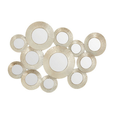 Orsina Hammered Silver Wall MirrorVintage Textured Finish Multi-Circle Wall MirrorEntryway Accent Mirror from B&Q