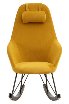 Orsina Yellow Rocking ChairContemporary Accent Chair With Metal Cross BaseOak Veneer Rockers & Plush Upholstery from B&Q