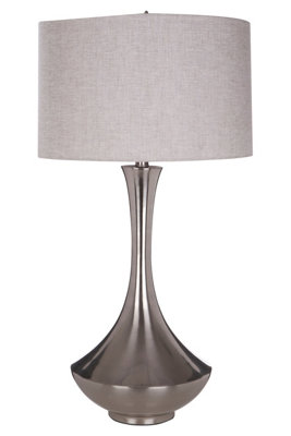 Orsina Chrome Table Lamp With Fabric ShadeMetal Lighting Feature For Side Table Or ConsoleHome Lighting from B&Q
