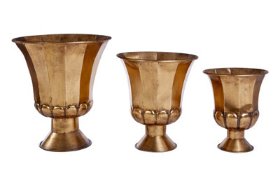 Orsina Reza Oversized Gold Finish Planters from B&Q