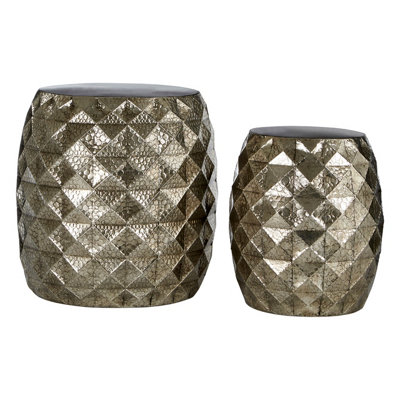 Orsina Reza Gold Finish Drum Stools from B&Q