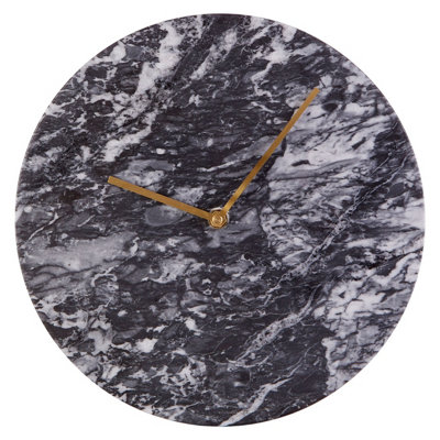 Orsina Contemporary Black Marble Wall ClockMarble Constructed Large Wall ClockVersatile Clock For Kitchen from B&Q