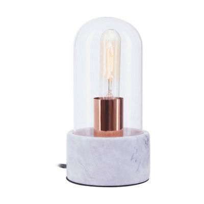 Orsina Sleek Bell Lamp With Grey Marble BaseMarble Construction Of Bedside Table LightNordic Style Modern Lamp from B&Q