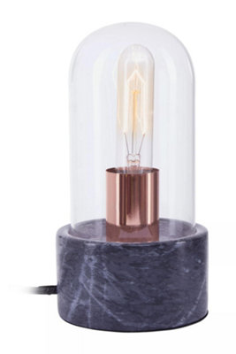 Orsina Nordic Style Bell Lamp With Black Marble BaseMarble Construction Of Bedside Table LightSleek Modern Lamp from B&Q
