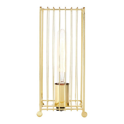 Orsina Gold Table LampLuxe Gold Metal Base With Sculptural Geometric DesignBlack Fabric Shade For Warm, from B&Q