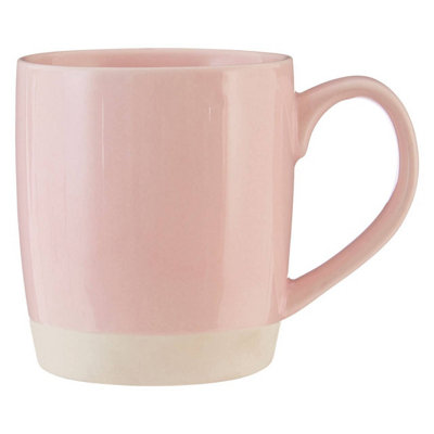 Orsina Reusable Glazed Finish Pink Mug With Wide Handle,pastel Pink & White Kitcehn Cup,372Ml Capacity Tea Cup from B&Q