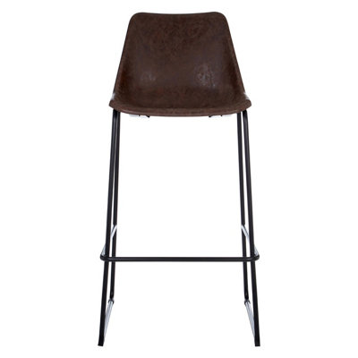 B&Q -  Elevated And Comfortable Mocha Bar Stool With Black LegsSleek Design Kitchen StoolContemporary Bar Stool