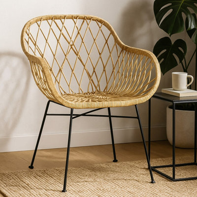 Orsina Rattan ChairEasy To Clean Outdoor ChairBackrest Rattan Office Chair from B&Q