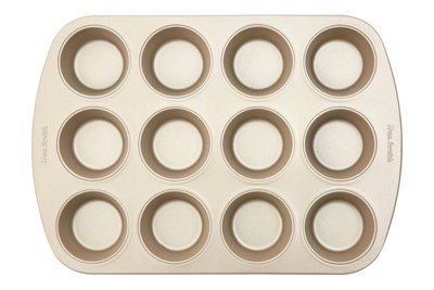 Orsina Gold 12 Muffin TrayChampagne Muffin Oven TrayNon-Stick Baking Tray For Perfet MuffinsCupcake Tin Tray from B&Q