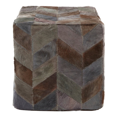 Orsina Safira Grey Leather Chevron Pouffe from B&Q