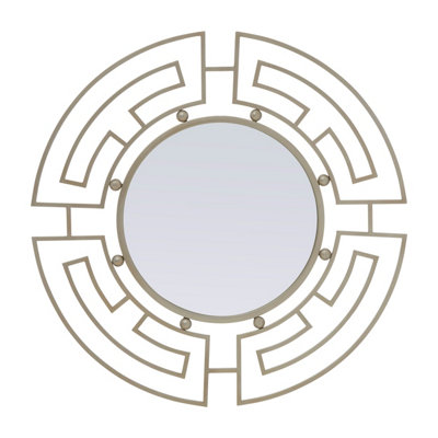 Orsina Silver Round Wall Mirror With Geometric Metal FrameFusion Style Statement Mirror For Living Room Or Hallway from B&Q