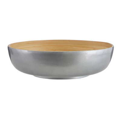 B&Q -  Kyoto Silver Salad Bowl With Raised Edges