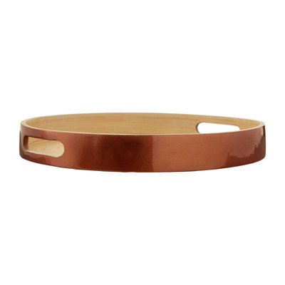 Orsina Kyoto Small Round Rose Gold Serving Tray from B&Q
