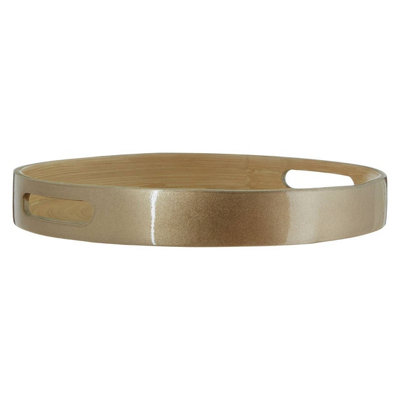 Orsina Kyoto Small Round Gold Serving Tray from B&Q