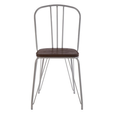 Orsina Grey Metal And Elm Wood Arm ChairAccent Dining Arm ChairWooden Living Room Chair For HomeLounge from B&Q