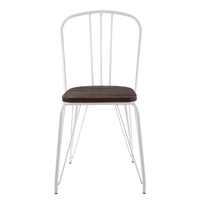 Orsina White Metal And Elm Wood Arm ChairAccent Dining Arm ChairWooden Living Room Chair For HomeLounge from B&Q