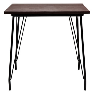 Orsina Large Black Metal And Elm Wood TableVersatile Square TableSturdy Outdoor Dining Table For LawnPatio from B&Q