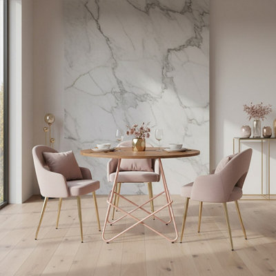 Orsina Pink Metal And Elm Wood Round TableVersatile Coffee Table For Home And OfficeRound Outdoor Dining Table from B&Q