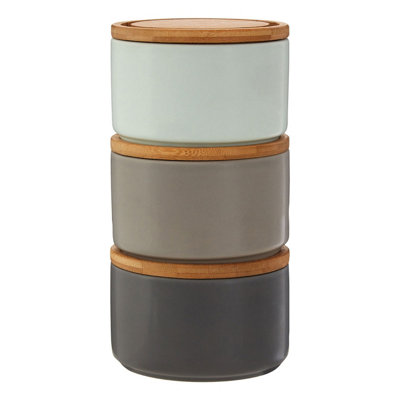 Orsina Fenwick Grey/pale Blue Storage Canisters from B&Q