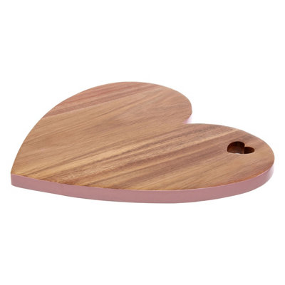 Orsina Acacia Heart Chopping And Serving Board With Pink EdgeDurable Eco-Friendly Wooden Board from B&Q