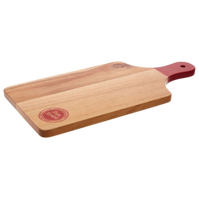 Orsina Rubberwood Chopping And Serving BoardDurable Red Handle Cutting Board For Kitchen from B&Q