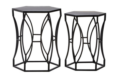 Premier Housewares Interiors By Premier Avantis Concave Tables Black