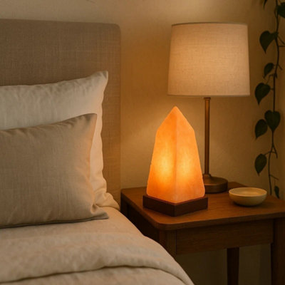 Orsina Nepal Obelisk Salt LampHand-Carved Himalayan Rock Salt With Natural GlowWooden Base Enhances Rustic from B&Q