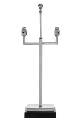 Orsina Modern Nickel Lamp Base With Black Marble PlinthContemporary Monochrome Lighting Base from B&Q