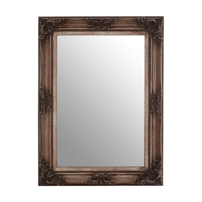 B&Q -  Carved Frame Antique Bronze Wall MirrorFull Size Traditional MirrorWeathered Bronze Decorative Mirror