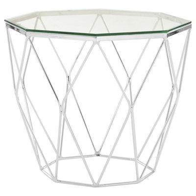 B&Q -  Allure Tempered Glass And Chrome End Table