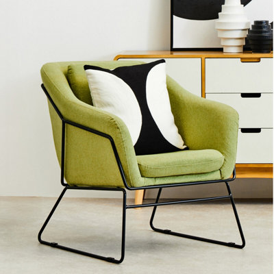Orsina Green ChairVelvet Bedroom ChairStain-Resistant Armchair For Living RoomVersatile Lounge Chair from B&Q